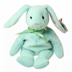 TY Beanie Baby - HIPPITY Green Bunny E1